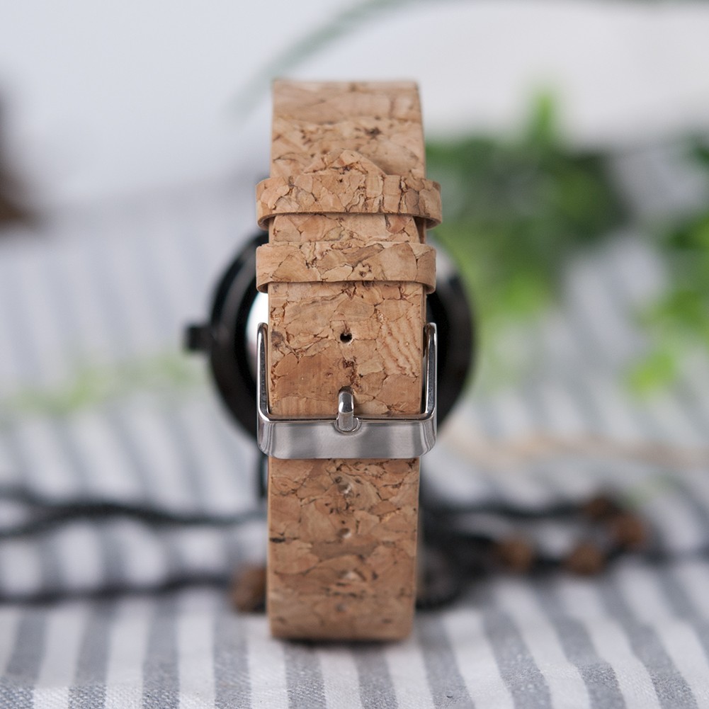 Bobo Bird Men's Watches Natural Wooden Quartz Wristwatch With Wooden Strap Genuine Leather With Wooden Box Watches For Men Gift