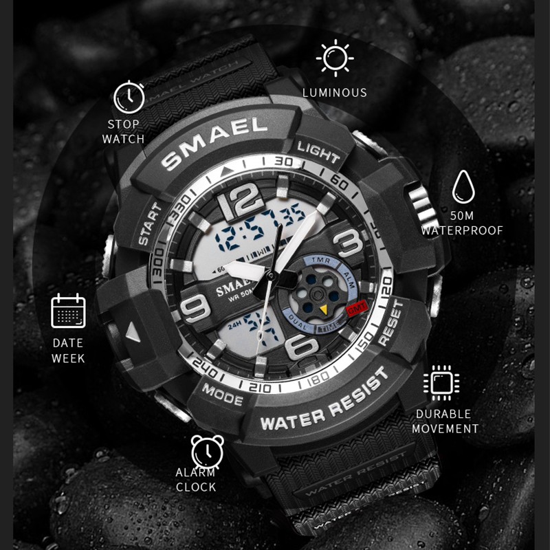 Sport Watch Men Watches Waterproof Alarm Clock Auto Date LED Digital reloj hombre 8036 Military Watches Quartz Wristwatches