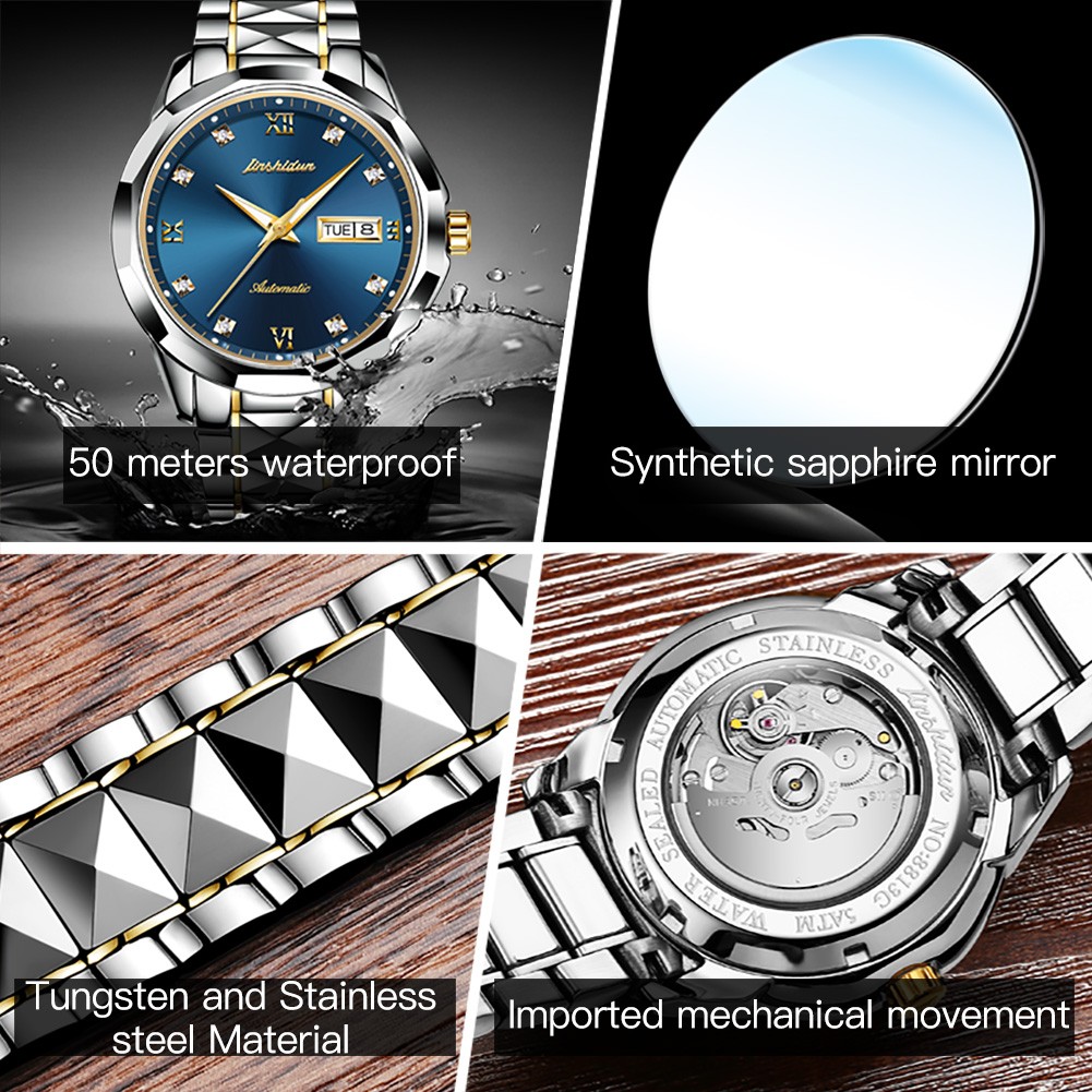 JSDUN Mechanical Watch Men Automatic Sapphire Crystal Waterproof Luxury Watches For Men Top Brand Wristwatch Montre Homme