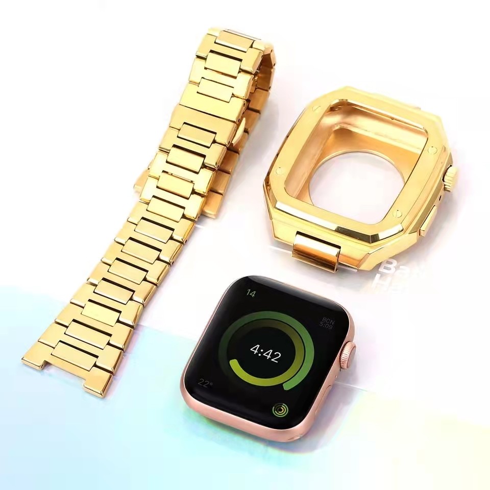 Newest Luxury Aluminum Alloy Strap Set for Apple Watch Band 7 44mm 45mm 41mm for iWatch SE 6 5 4 Metal Modification Kit Bracelet