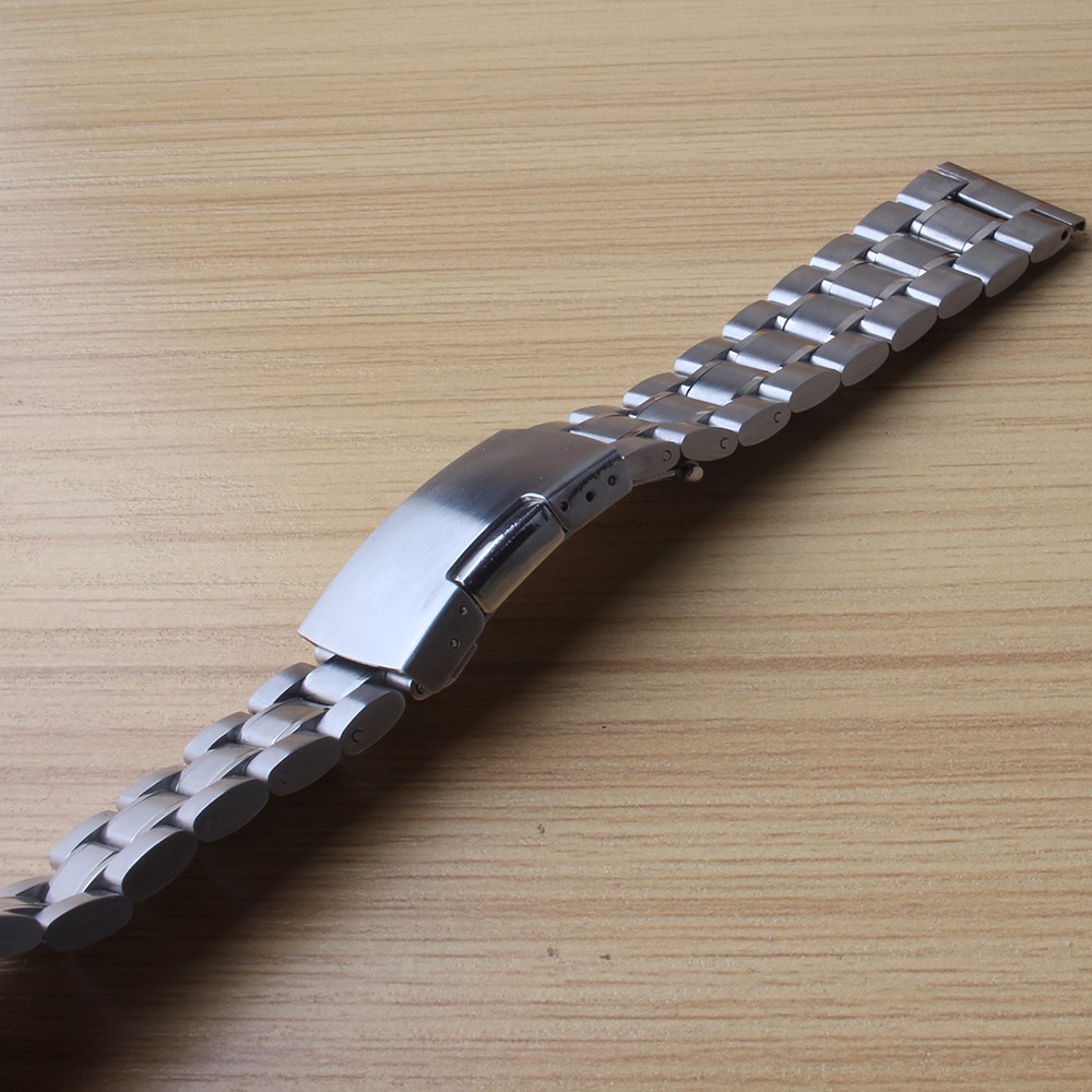 Silver Bracelet Solid Stainless Steel Watch Band Adjustable Metal Strap High Quality Watchband 18mm 20mm 22mm 24mm Mens Womens