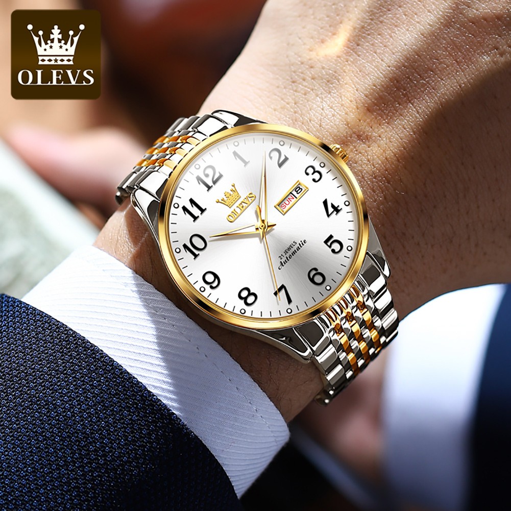 OLEVS Luxury Automatic Watch for Men Mechanical Waterproof Stainless Steel Fashion Top Brand Wristwatches Relogio Masculino