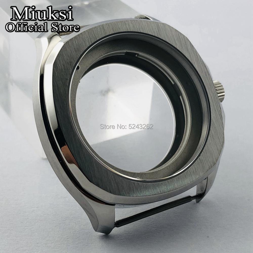 Miuksi 40mm Silver/Black Sapphire Crystal Watch Case Fit NH35 NH36 ETA2824 2836 Miyota8215 821A Mingzhu DG2813 3804 Movements