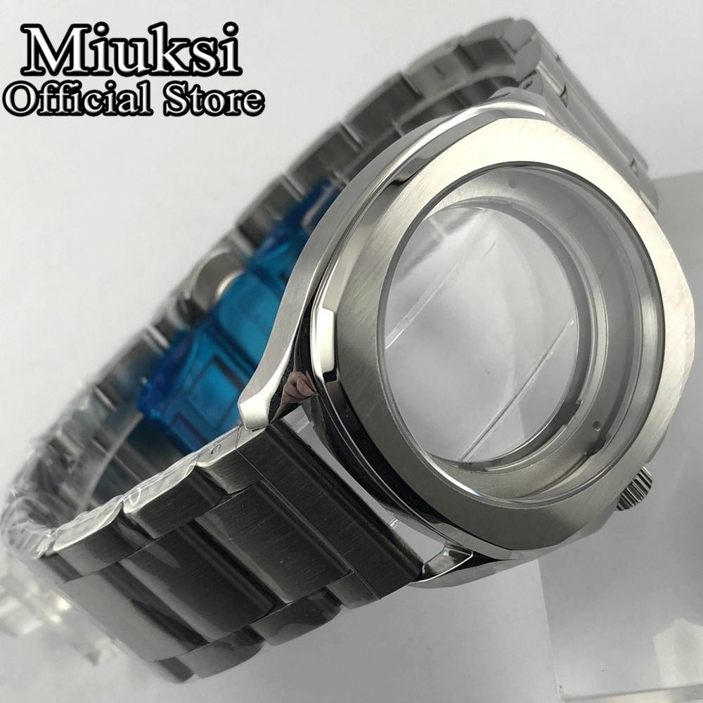 Miuksi 40mm Watch Silver Case Sapphire Crystal Fit NH35 NH36 ETA2824 2836 Miyota 8205 8215 821A Mingzhu DG2813 3804 Movement