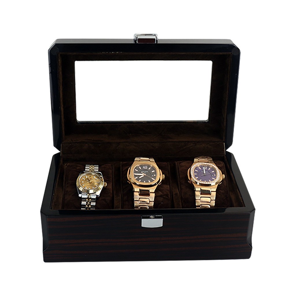 Black Watch Organizer Box Men Case Wood Casket Wooden Display Box Luxury Watches Rectangle Cabinet 6 Seat Man Storage Box