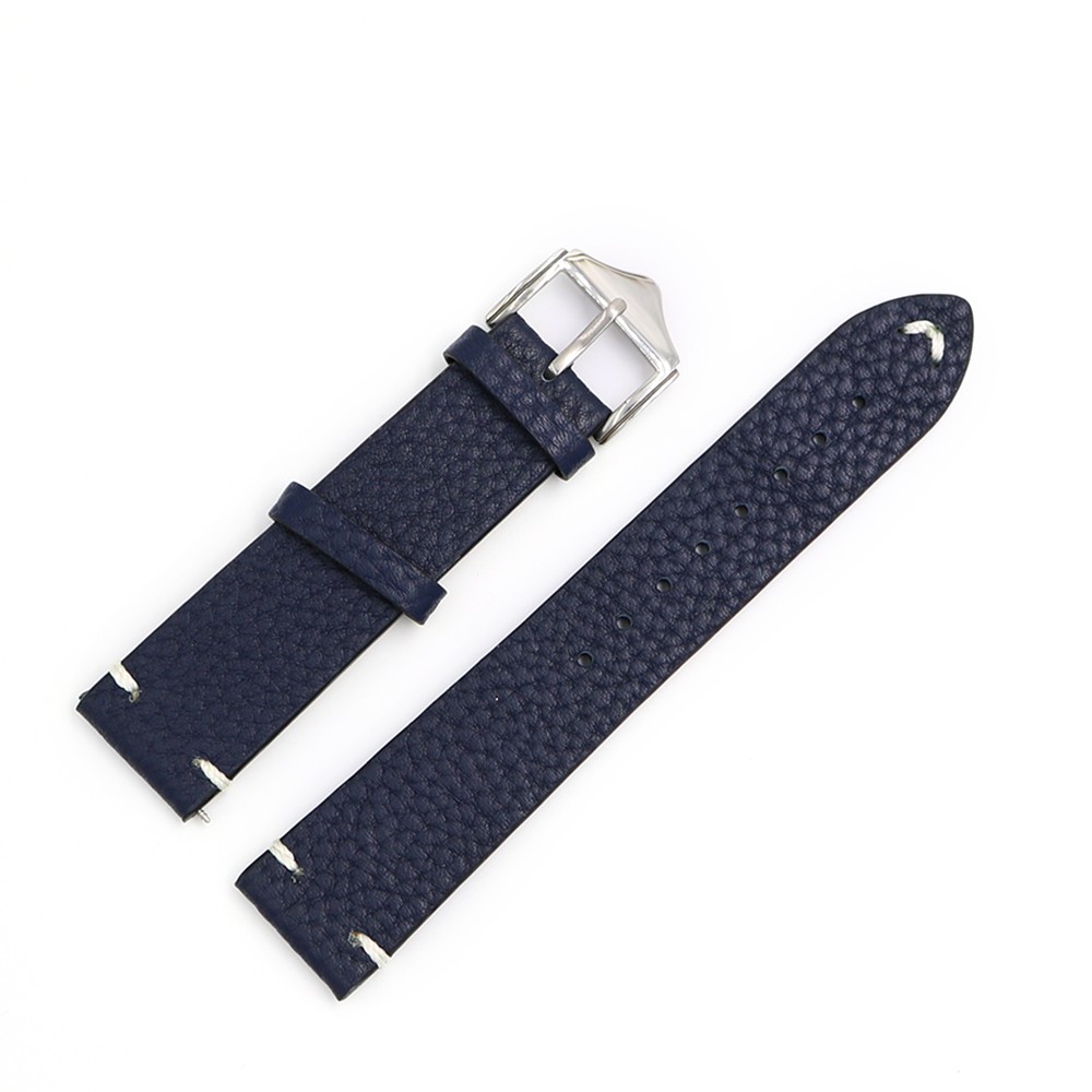 Rolamy 20 22 24mm Wholesale Genuine Cowhide Smooth Vintage Leather Black Brown Blue Red Watch Band Strap with Polish Buckle