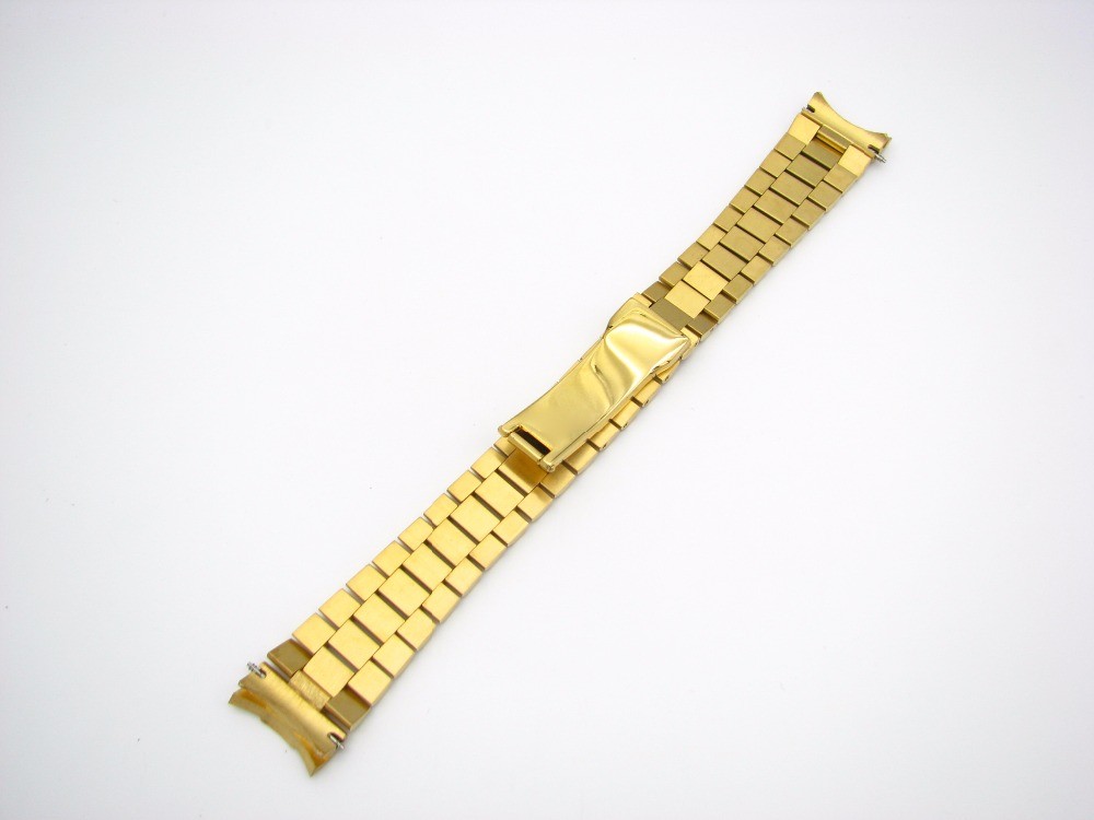 CARLYWET - Solid Curved Screw Link, 20mm, Deployment Clasp, Stainless Steel Watch Band, Strap for Rolex President