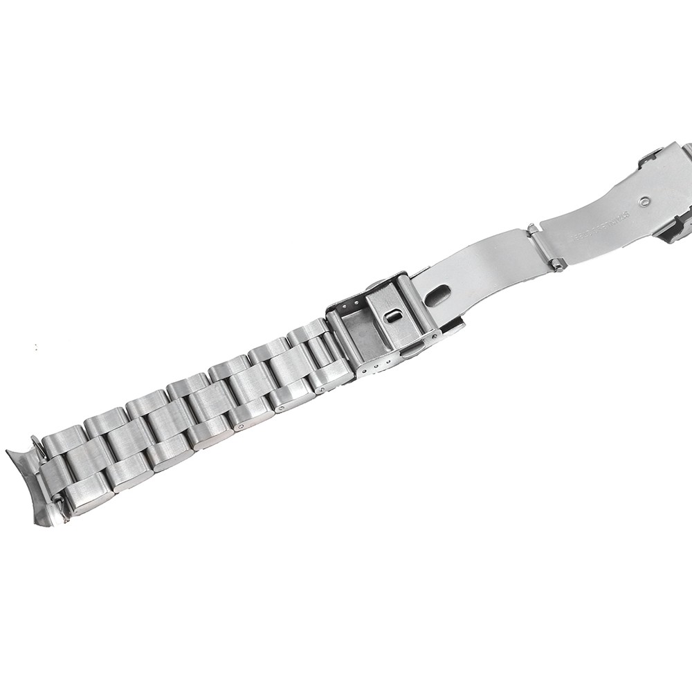 Rolamy 20 22mm Silver Brushed Hollow Curved End Solid Links Replacement Watch Band Strap Bracelet Double Push Clasp for Seiko