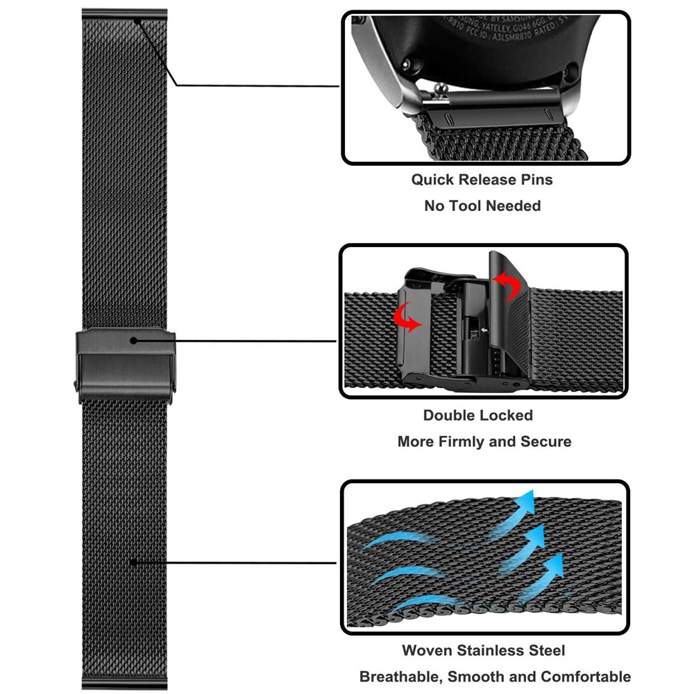 22mm Metal Strap For Samsung Galaxy Watch 3 4 Band Stainless Steel Mesh Bracelet For Apple Watch Series 7 6 5 4 3 2 SE Wristband