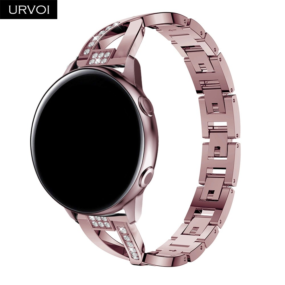 URVOI Band for Galaxy Watch Active Double X Strap Stainless Steel Fold Over Clasp with Zircon Quick Release Wrist Pins 42 46mm