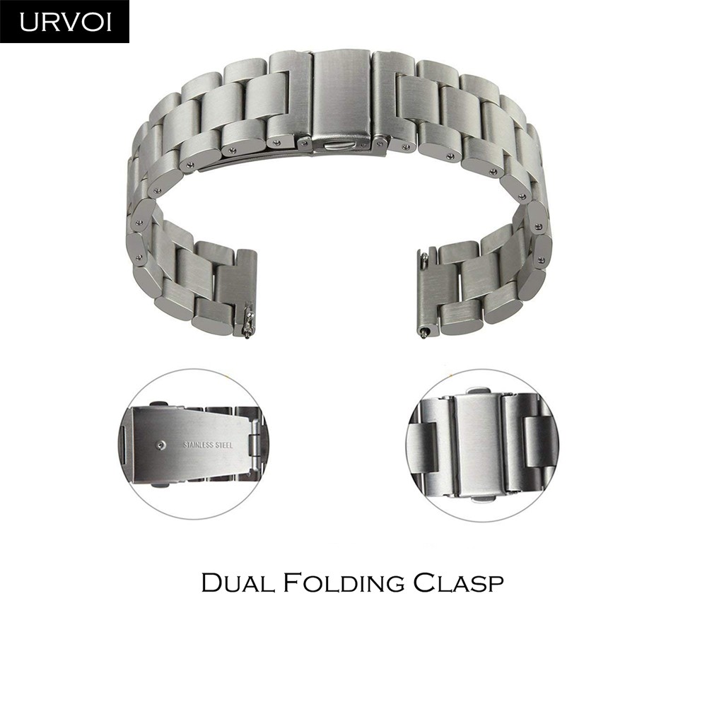 URVOI 3 Rows Band for Galaxy Watch Active Strap Stainless Steel Fold Over Clasp Quick Release Durable Wristwatches 4 Colors 42 46mm