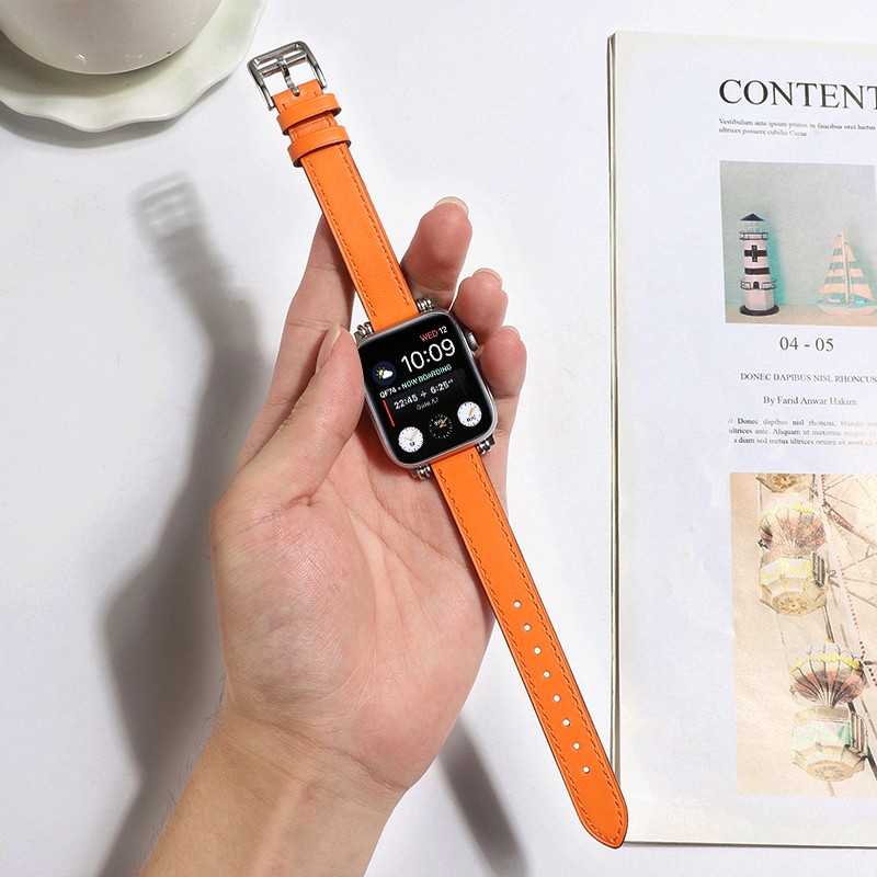 رقيقة جلدية Watchbands ل أبل ووتش سلسلة 7 6 5 4 3 2 SE حزام ل iwatch 38 40 مللي متر 41 مللي متر 42 مللي متر 44 مللي متر 45 مللي متر سوار اكسسوارات