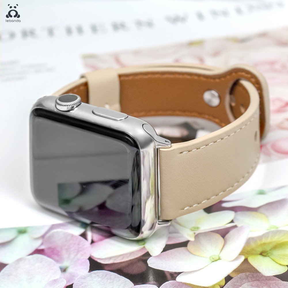 Leather Pin Buckle Strap for Apple Watch Series Strap 7 6 SE 5 4 3 2 Sport Strap Modern Single Loop Design Suitable for iWatch