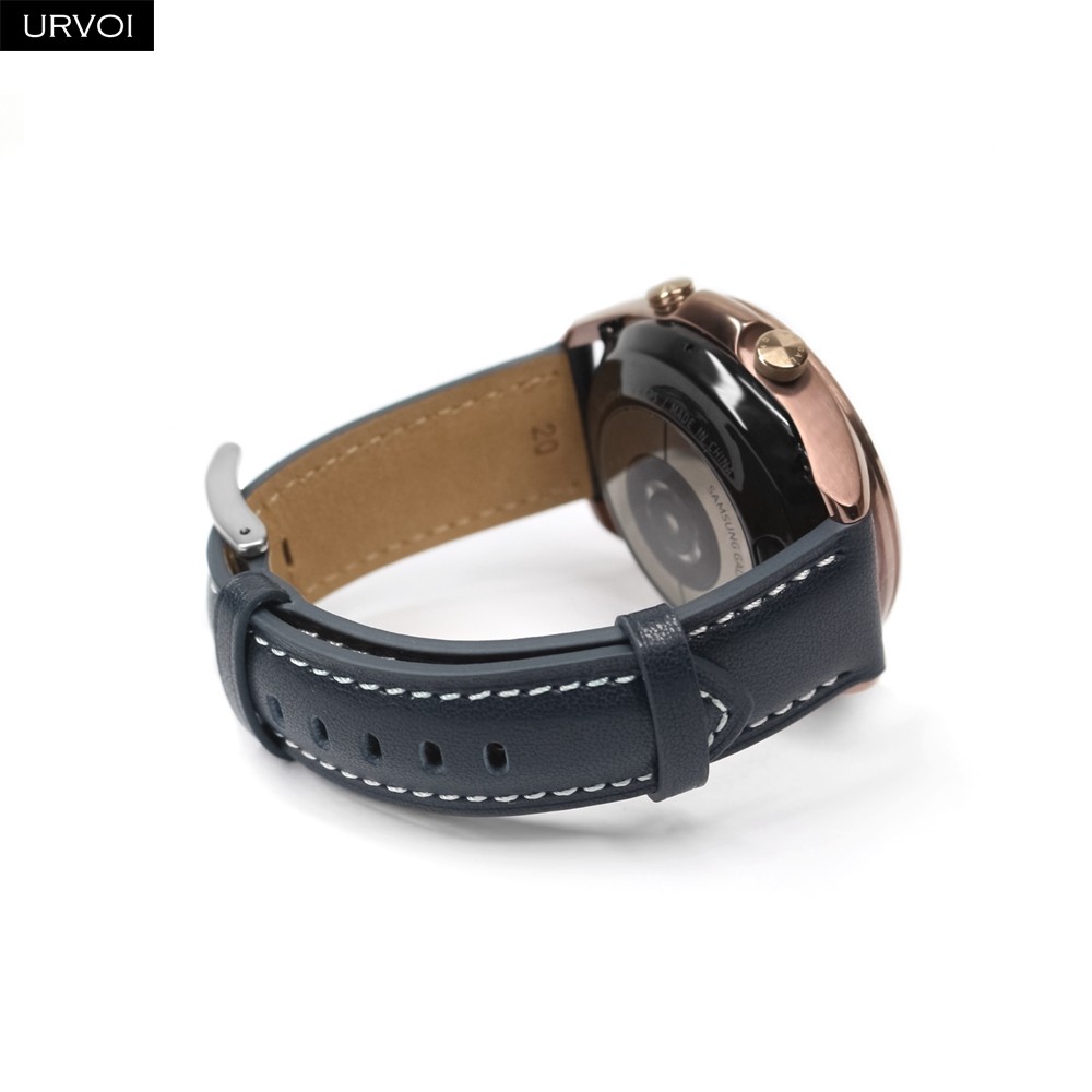 URVOI 22/20mm Band for Galaxy Watch 4 3 Active 41/45mm Genuine Leather Strap for Huawei Watch GT 2 Quick Release Pin Replacement