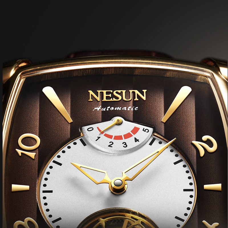 NESUN Automatic Mechanical Tourbillon Watch Luxury Fashion Sports Wristwatch Men Waterproof Hollow Out Energy Storage Clock