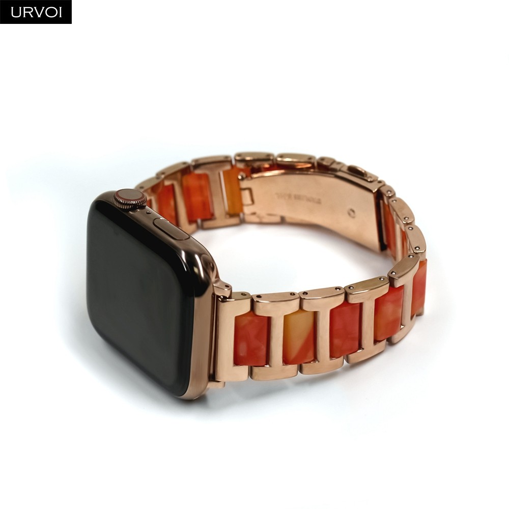 URVOI Link Bracelet for Apple Watch Series 7 6 SE 5 4 321 iwatch band Stainless Steel with Resin Strap Durable Luxury Design