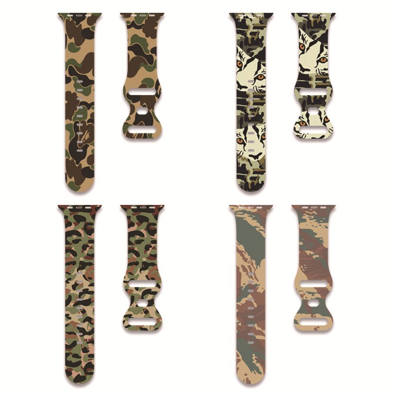 Camouflage series strap for Apple watch band 44mm 40mm 45mm 41mm 38mm 42mm korea silicone smartwatch iWatch serie 7 3 4 5 6 SE