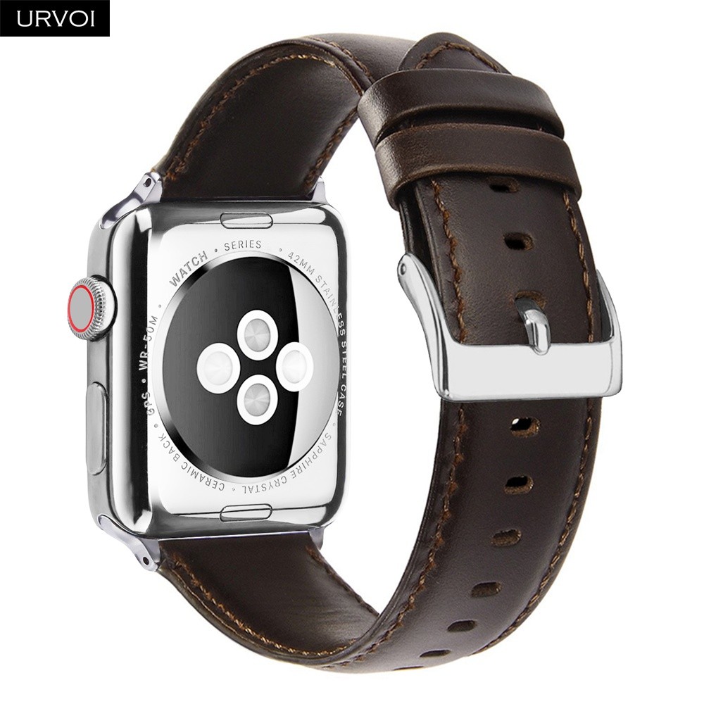 URVOI حزام ل أبل سلسلة ساعة 7 6 SE 5 4 3 2 حزام من الجلد ل iwatch حقيقية الطبقة العليا الكلاسيكية مشبك الذراع الفرقة المعصم حزام