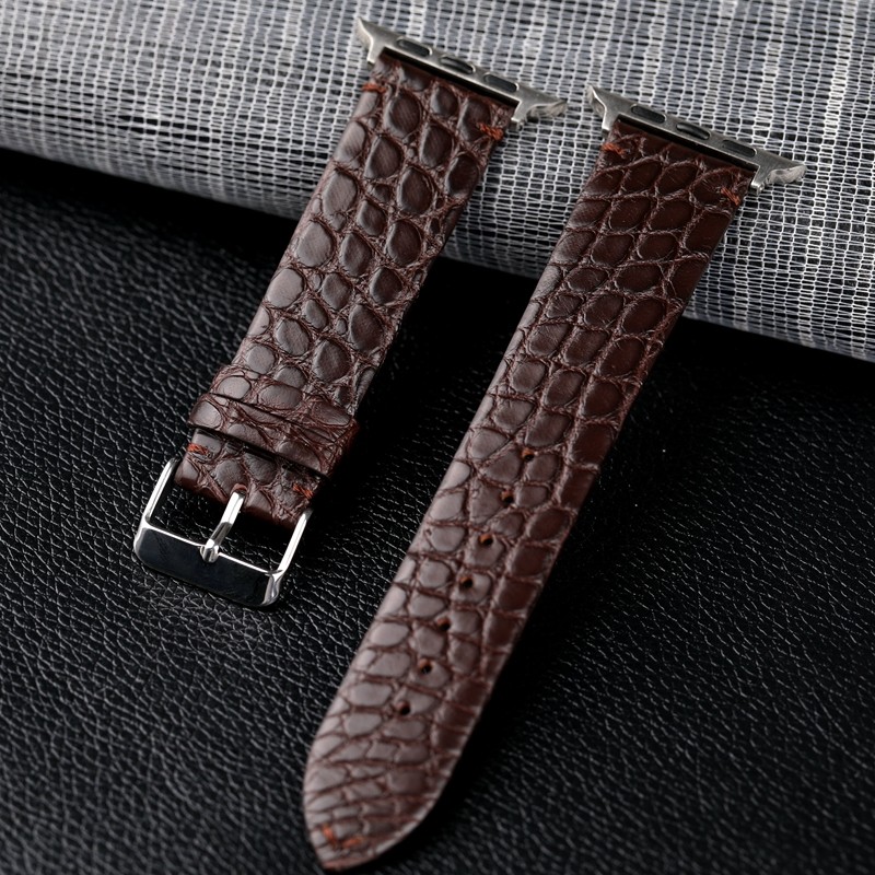 Suitable For Apple Watch Leather Strap iWatch 6/5 strap Crazy Horse brown pattern iwatch 7/SE strap ultra-thin crocodile leather