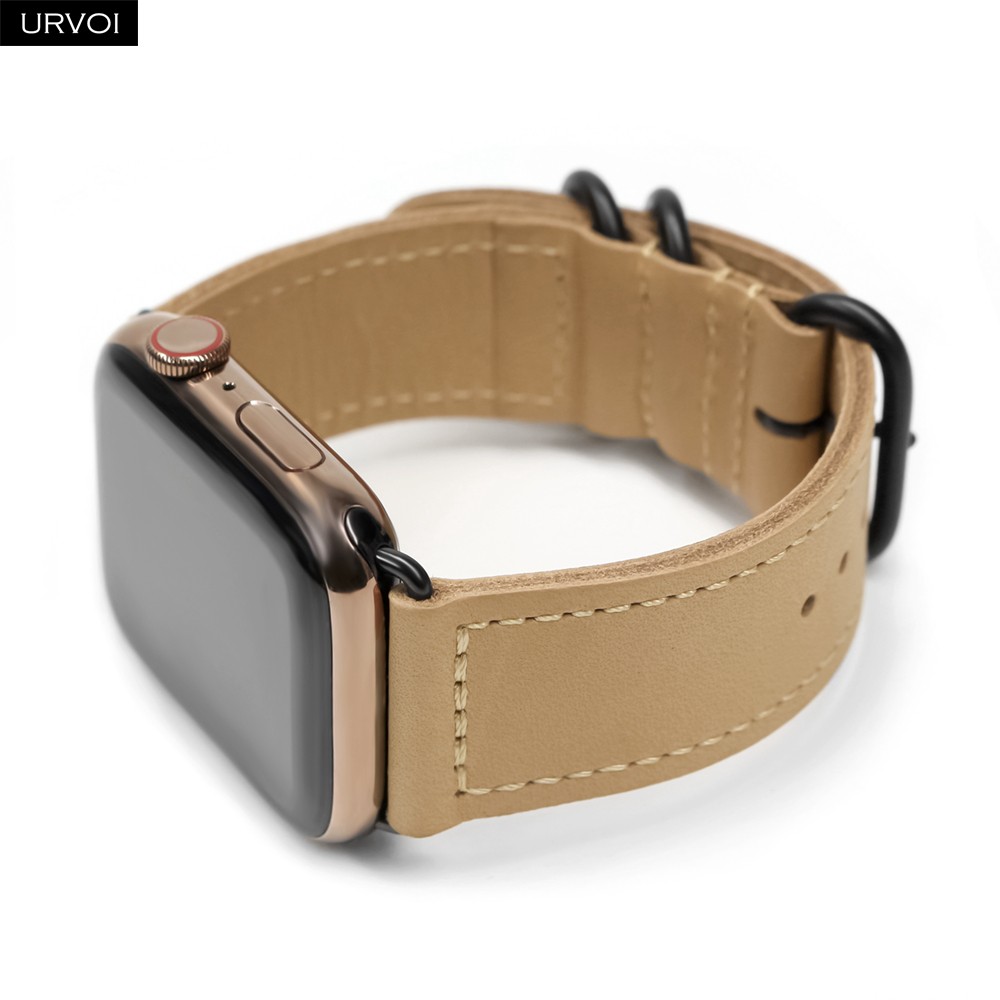 URVOI الفرقة ل أبل سلسلة ساعة 7 6 SE 5 4 3 2 حزام ل iwatch الكلاسيكية مشبك المعصم الفرقة اليدوية الرجعية الجلود الفرقة 40 44 مللي متر