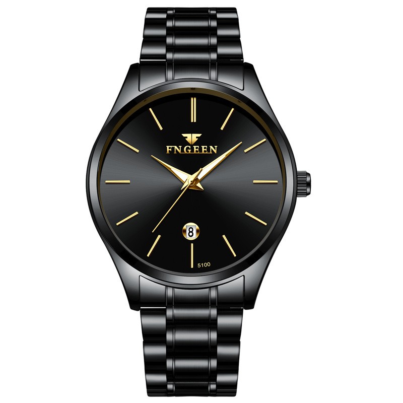 Men's glass watch mesh quartz watch student watch ultra-thin waterproof simple black watch