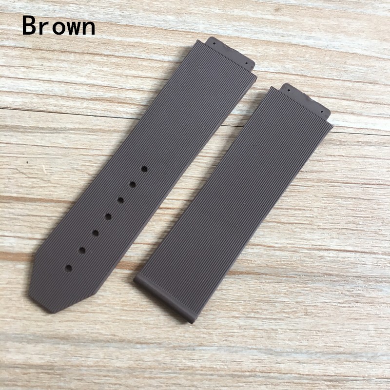 Watch Accessories 25*19mm Black Brown Gray White Blue Silicone Strap Watchband For HB Watch Strap Big Bang Fusion Chain Bracelet