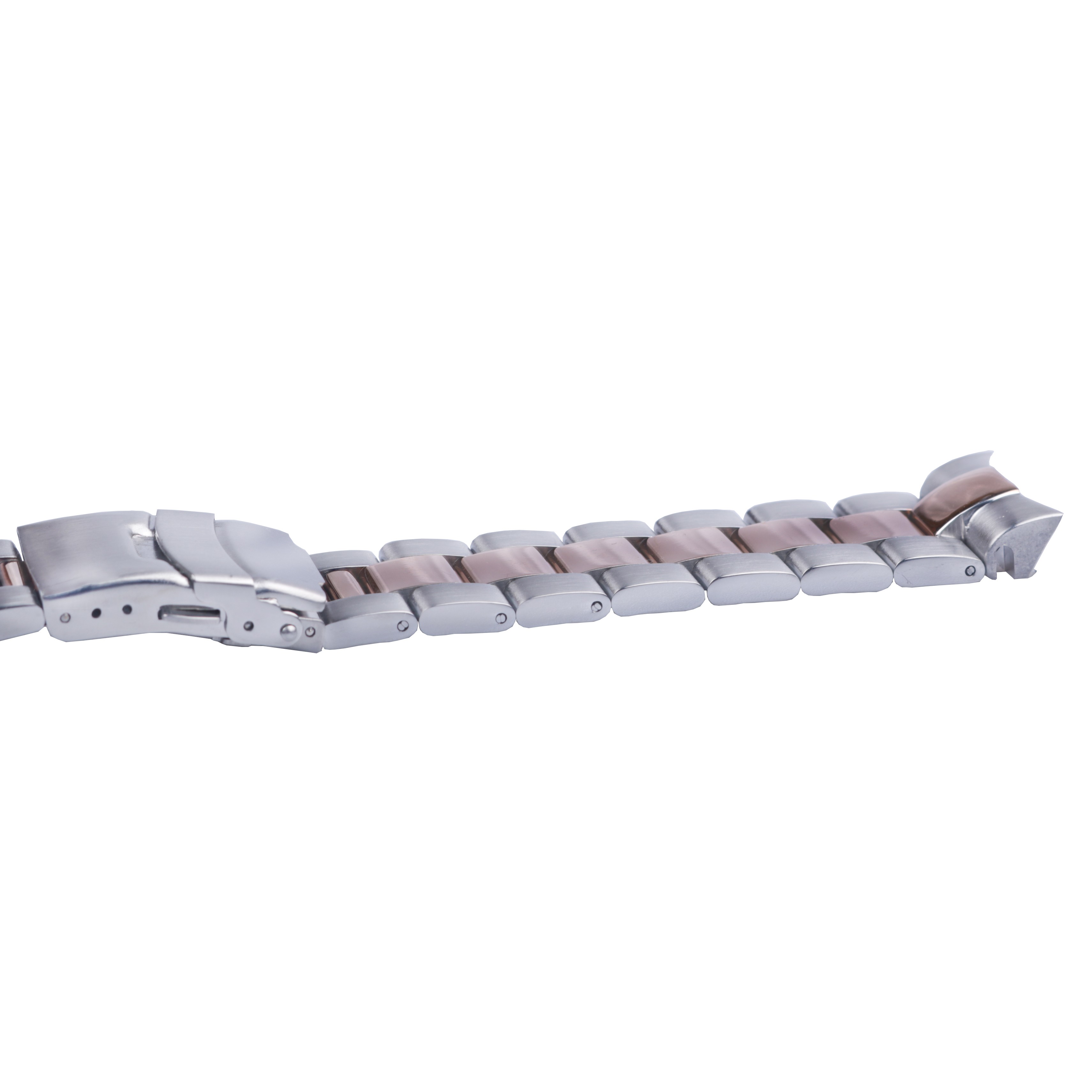 CARLYWET - Metal watch band, 22 mm, medium rose gold, stainless steel, alternative, double push clasp for Seiko