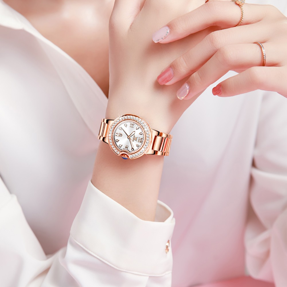 OLEVS Watch for Women Waterproof Diamond Luminous Quartz Women Watch Set Stainless Steel Rose Gold Luxury Top Brand Wrist watch