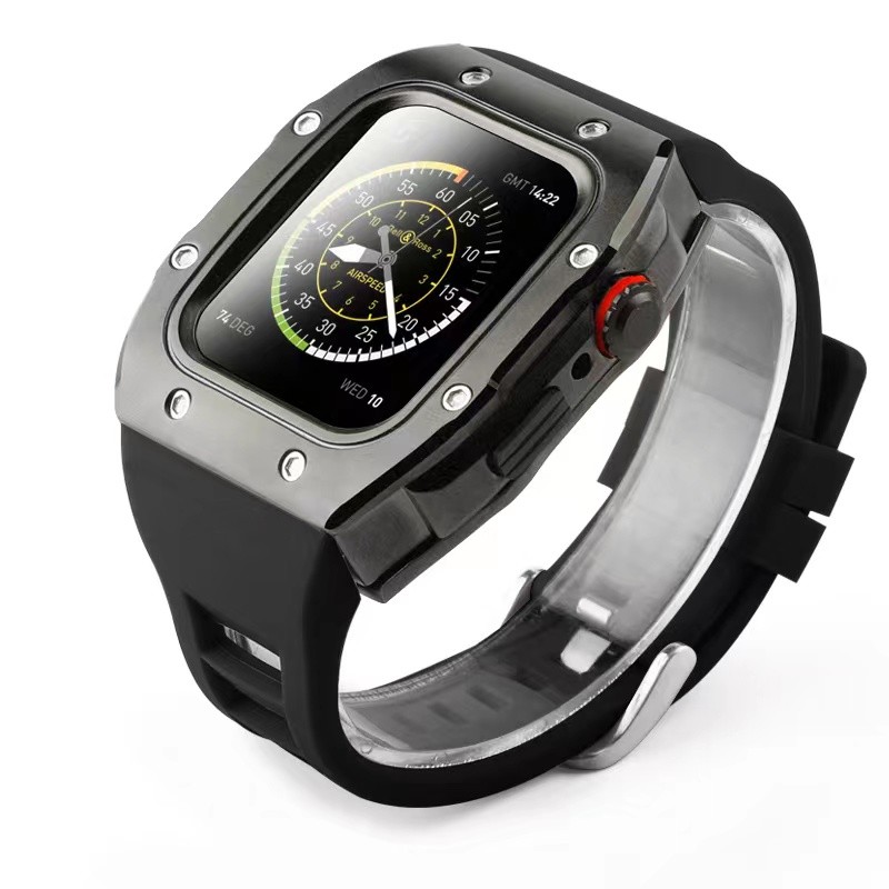 44 مللي متر طقم عصري Apple ساعة حافظة & حزام ل iwatch سلسلة 6 5 4 SE ساعة بحزام مطّاطي طقم تعديل ل Apple حزام ساعة 6 5 4 SE