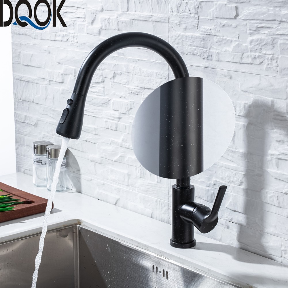 Blacked Kitchen Faucet Single Handle Pull Down White Kitchen Tap Single Hole Brushed Nickel Water Faucets Mixer Tap