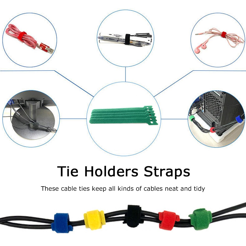 10pcs Self Adhesive Cable Fastener Tape Reusable Durable Tie Strap Webbing Portable Line Wrap Band Wire Organizer Holder