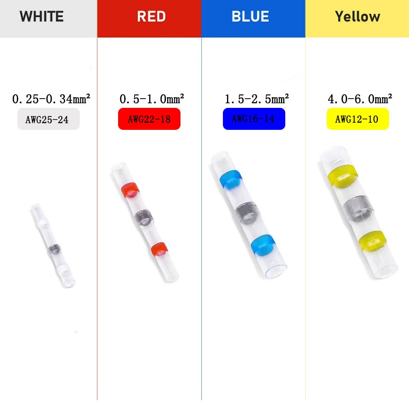 50/300pcs Insulator Welding Wire Connectors - Heat Shrink Welding Butt Connectors - Welding Connecting Kit - Marine Auto Insulated