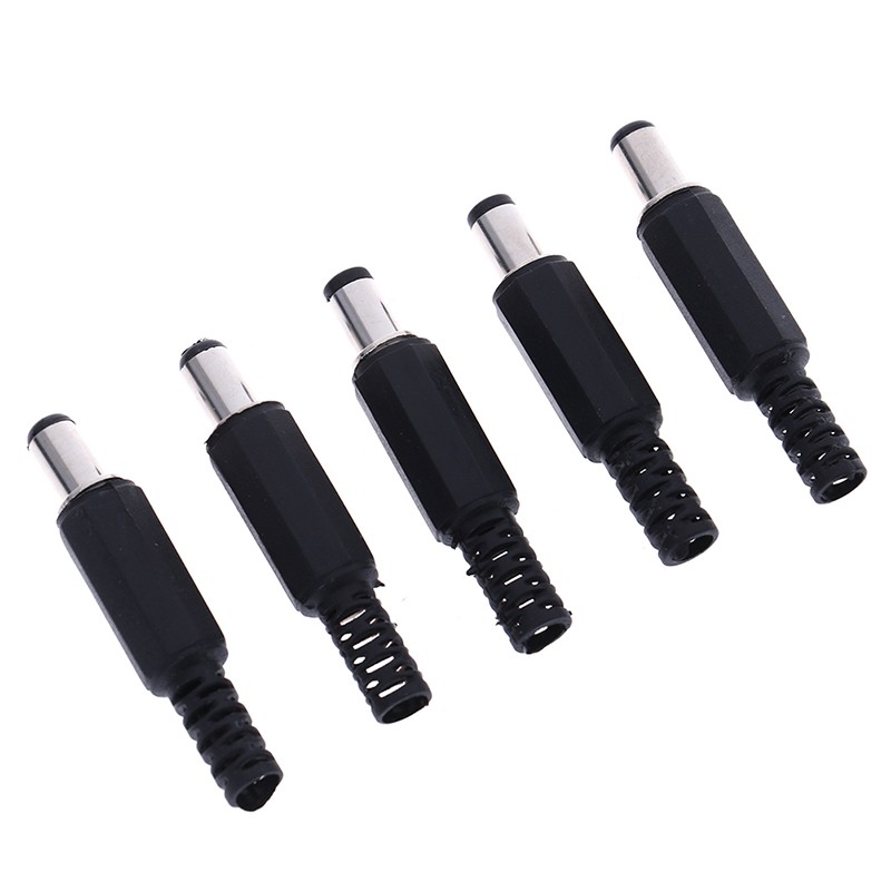 5/10pcs/pack Black DC Power Plug 5.5X2.1mm Soldering Line Black DC Power Male Plug Jack Adapter