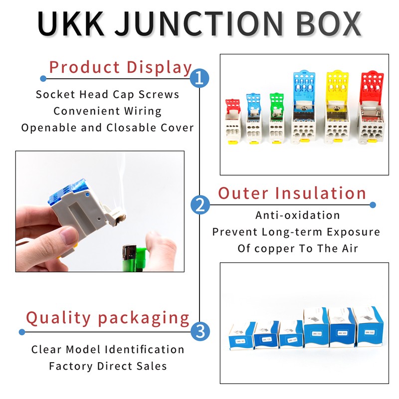 Multiport Distribution Box Universal Wire Connector Terminal Blocks Waterproof Junction Box UKK 80A