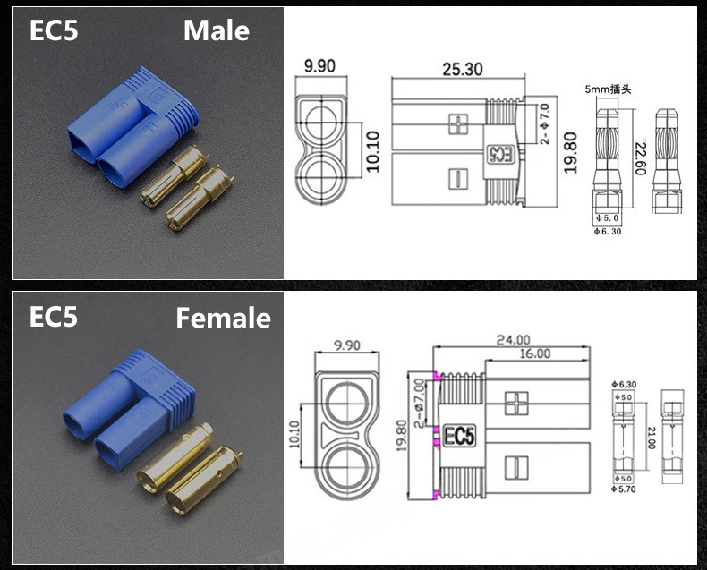 2/5/10 Pair XT60 XT90 EC2 EC3 EC5 EC8 t Plug Battery Connection Kit Male And Female Gold Plated Banana Plug For RC Parts