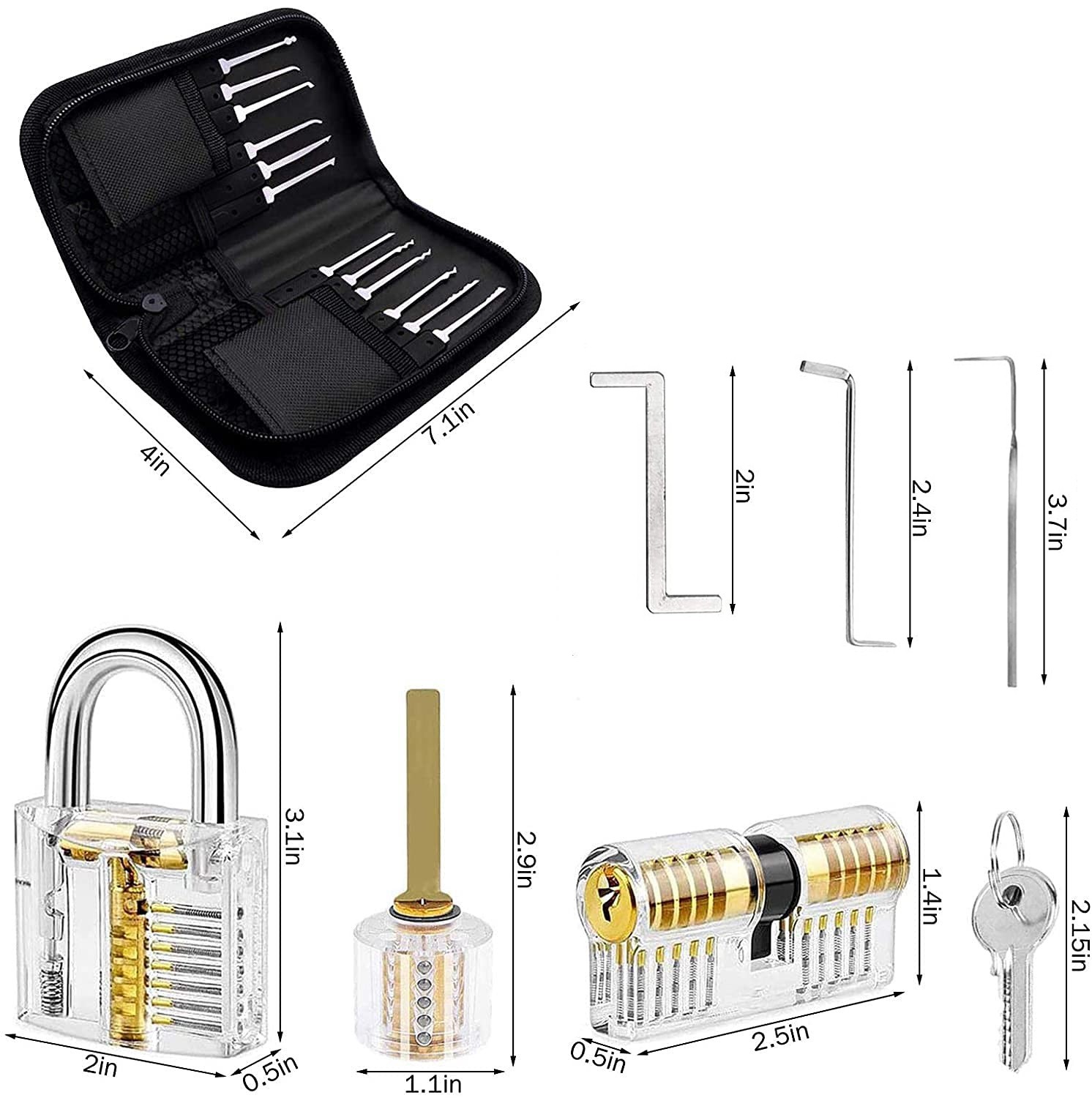 Locksmith Tools Set Clear Locking Practice Kit with Broken Wrench and Key Lock Removal Tool Kit and Padlock