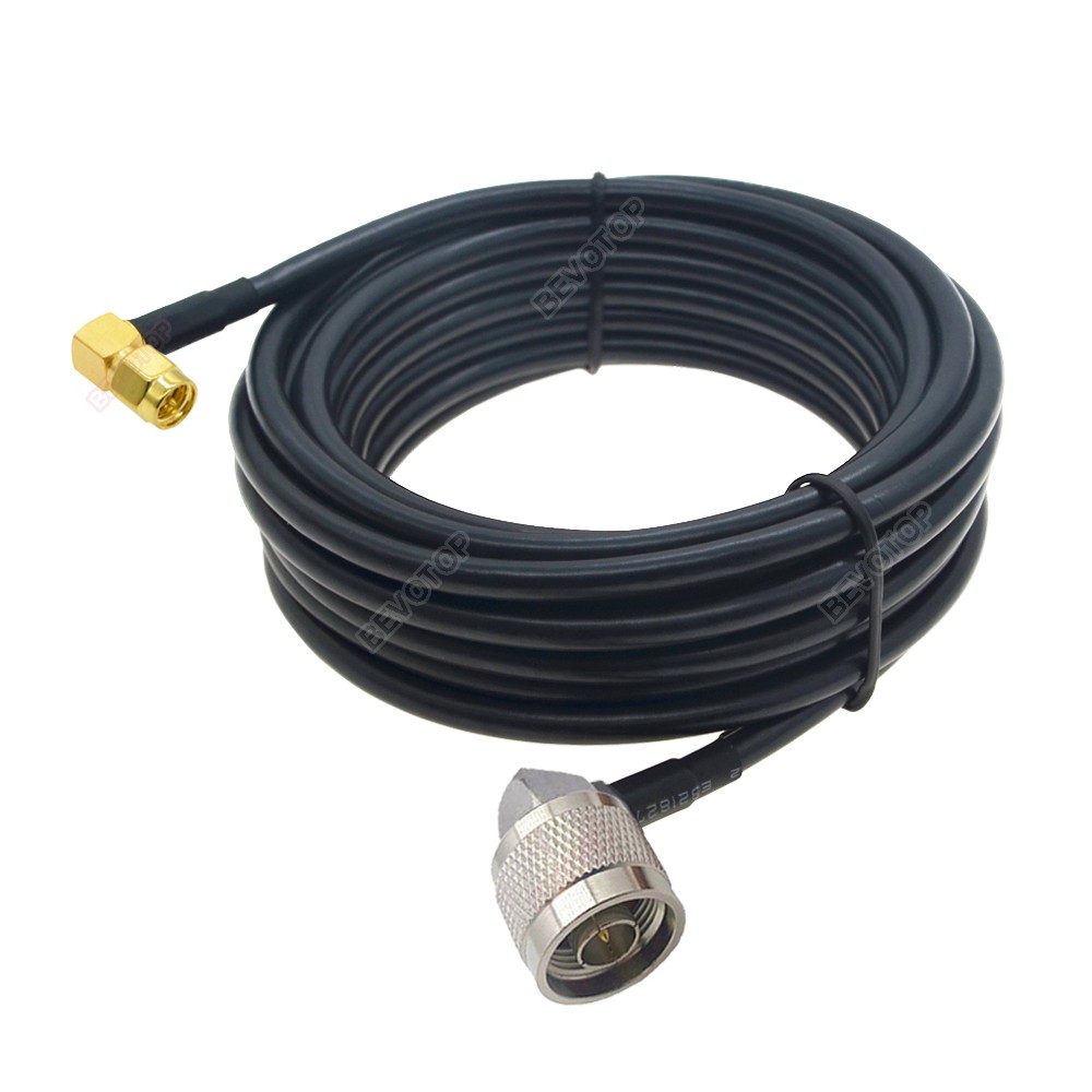 15/30/50cm 1/2/3/10m/30m RG58 Coaxial Cable SMA Male Right Angle Plug to N Male 90 Degree Plug Connector 50ohm RF Adapter Cable