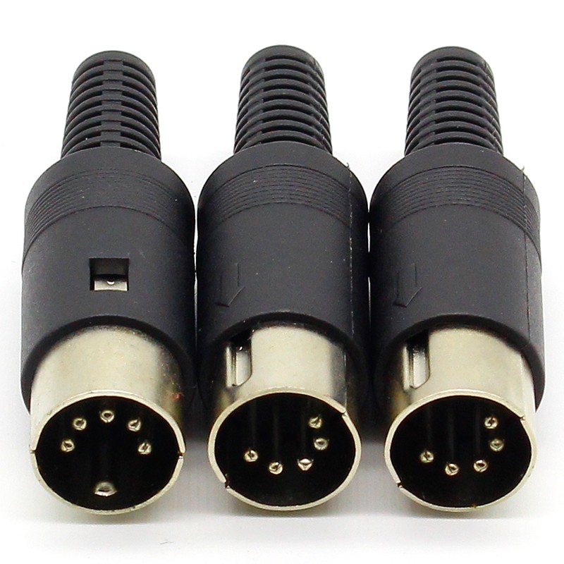 3pcs/lot DIN Male Plug Cable Connector 5 Pin With Plastic Handle