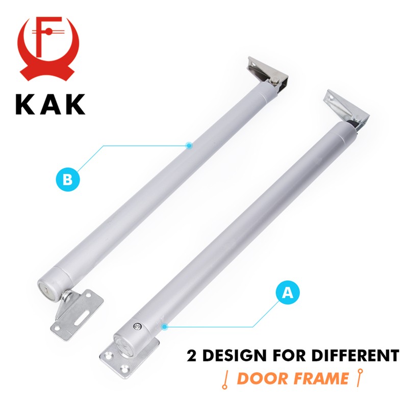 KAK-Automatic Door Closer, Aluminum Alloy, 60KG, Adjustable Gas Spring, 110 Degree, Stop