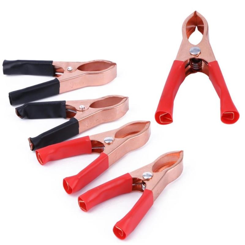 High Quality 4pcs 30A Red Black Alligator Clamps 72/75mm Alligator Clip Handle Cable Lead Test Battery Test Lead