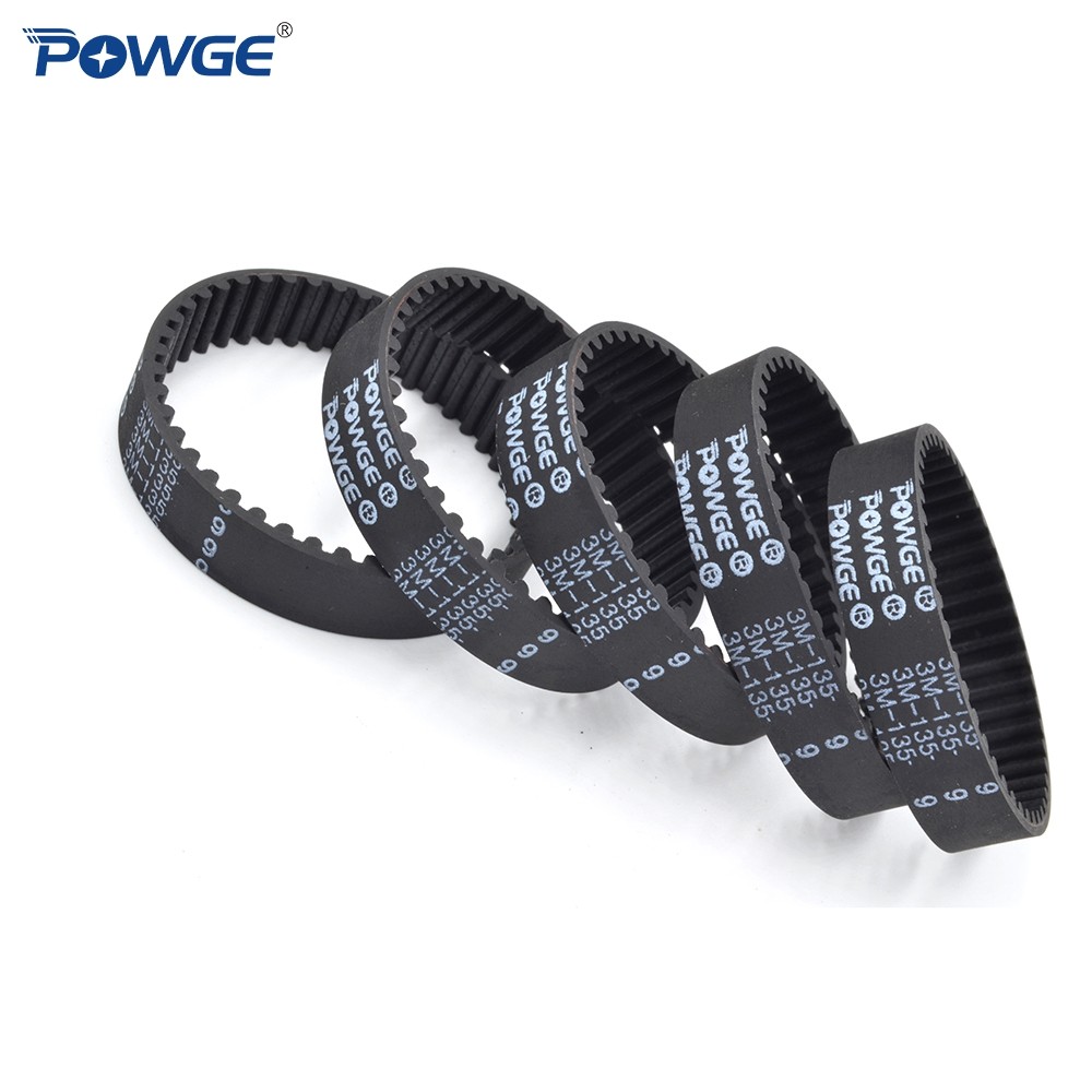 POWGE HTD 3M مؤقت اشتعال الملعب طول 129/132/135/138/141/144/147/150/153/156 مللي متر عرض 6-30 مللي متر 129-3M/135-3M/144-3M/150-3M المطاط