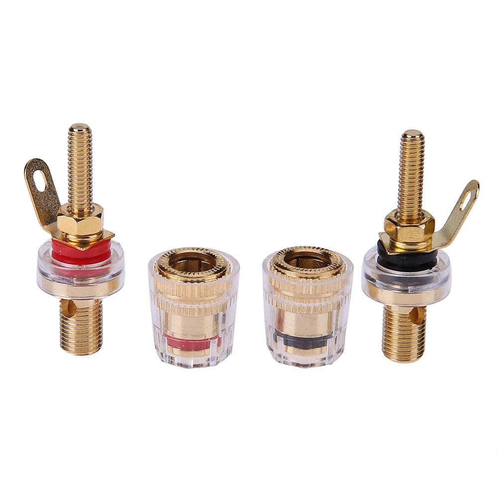 2pcs amplifier gold-plated speaker binding posts oxidation resistance brass terminal with transparent shell for banana plug 4mm