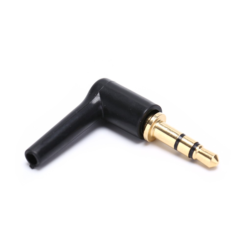 2pcs 3.5mm Stereo Headphone Plug Jack 3 4 Pole 3.5 Gold Plated 90 Degree Black Audio Plugs Jack Adapter Connector