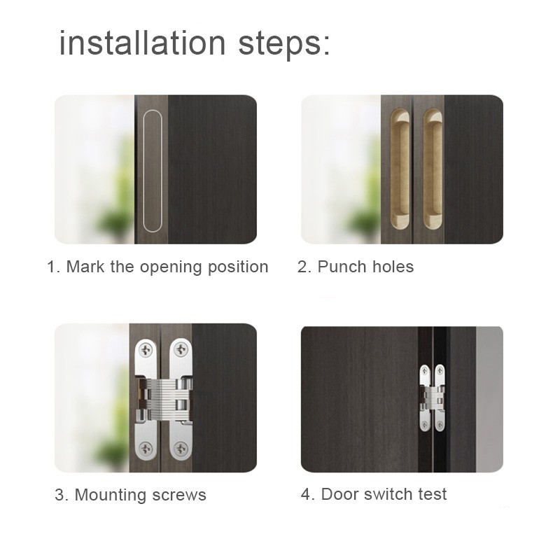 Hidden Hinge Invisible Cabinet Door Hinge , Zinc Alloy Hidden Door Hinge 180 Degree Swing Hinges For Front Door Wooden Box