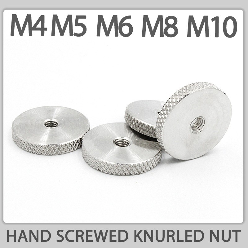 M4 M5 M6 M8 M10 M12 Hand Screw Nuts Knurled Thumb 304 Stainless Steel Flat Head Knurled Round Nut Hardware Fasteners