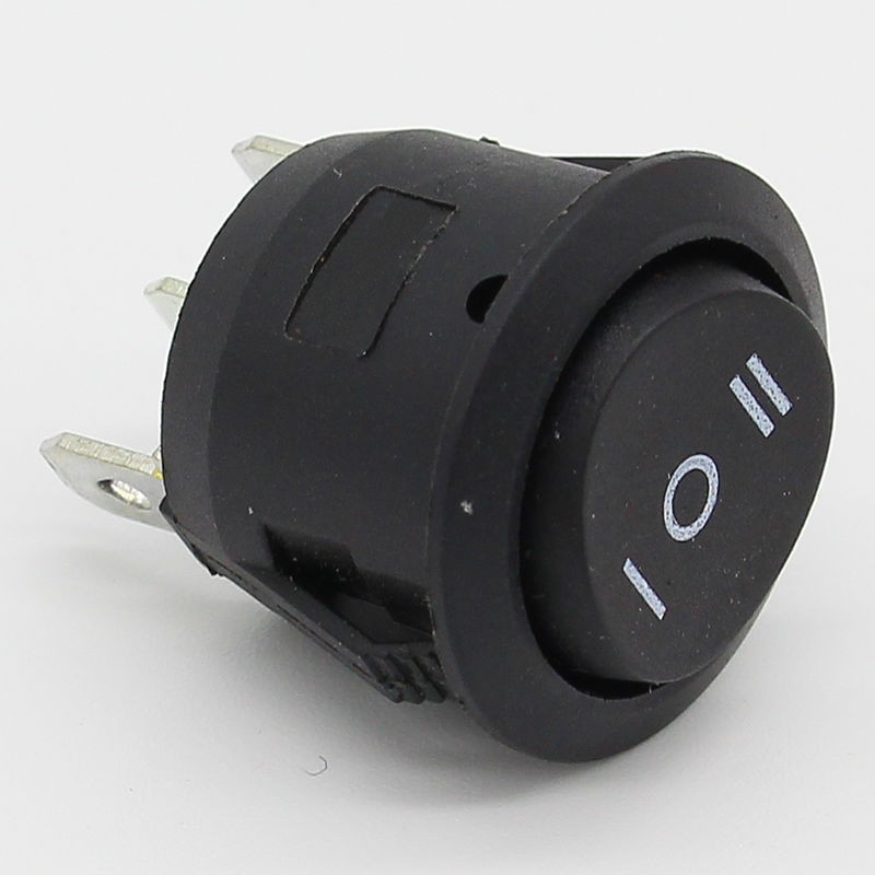 10pcs 23mm Black Round 3 Pin 10A/125V 6A/250V AC 3 Position SPDT ON-OFF-ON Rocker Switch Snap