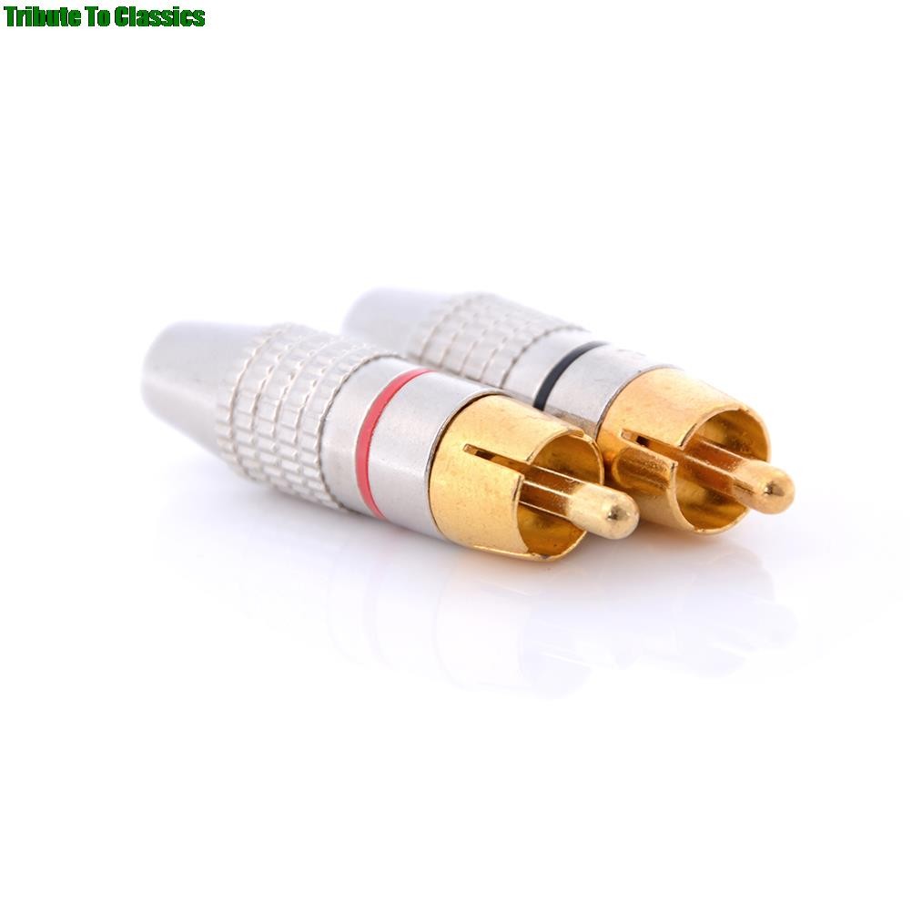 2pcs/set Gold RCA Plug Solder Audio Video Converter Connector Male to Male Adapter