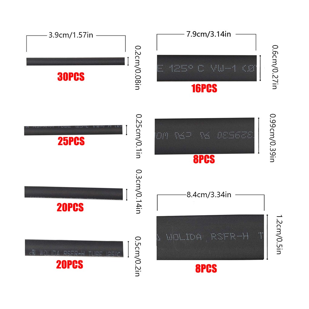 127 قطعة/المجموعة بولي فين منكمش بالحرارة سلك أنبوب كابل الأكمام العزل سلك موصلات مجموعة متنوعة الحرارة يتقلص أنابيب أداة