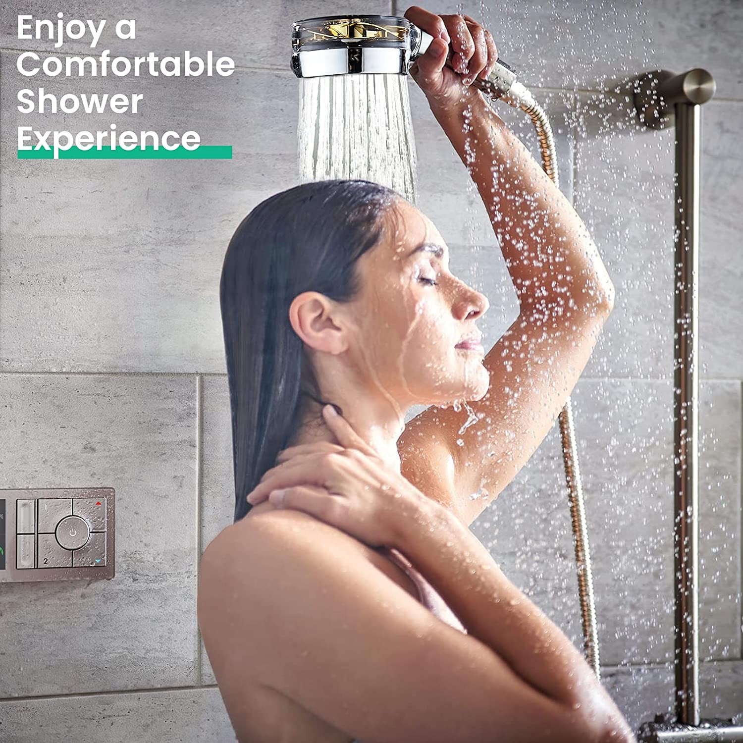 Turbo Fan Water-saving Shower Head and Stand High Reassure Rainfall Shower with Fan Bathroom Accessories