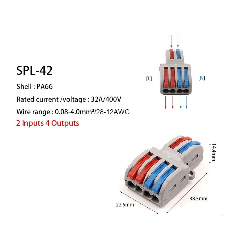 5/10pcs/lot SPL-42/62 Mini Quick Wire Connector Universal Wiring Cable Connector Push In Connector Terminal Block DIY You